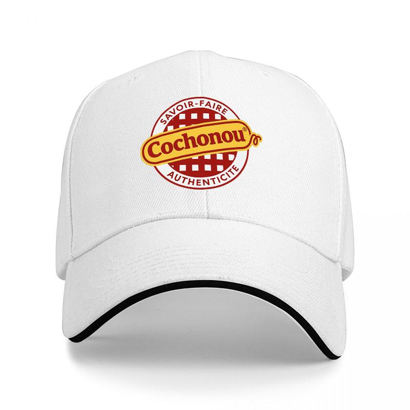 

Cochonou Authenticite Logo Baseball Cap Black with Red White Checkered Design Classic Fit Adjustable Hat for Adults Adjustable