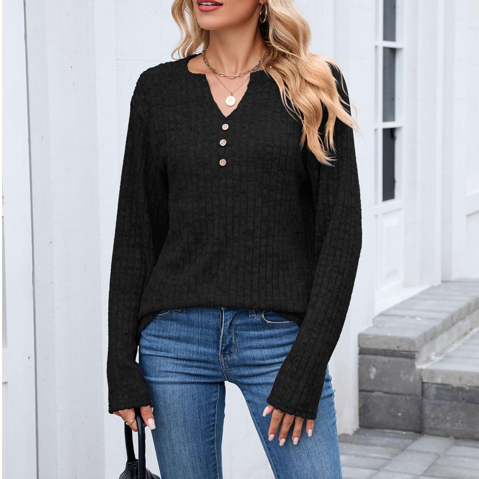 

Women s Casual French Half Open Neck Loose Bubble Long Sleeve Top L чорний