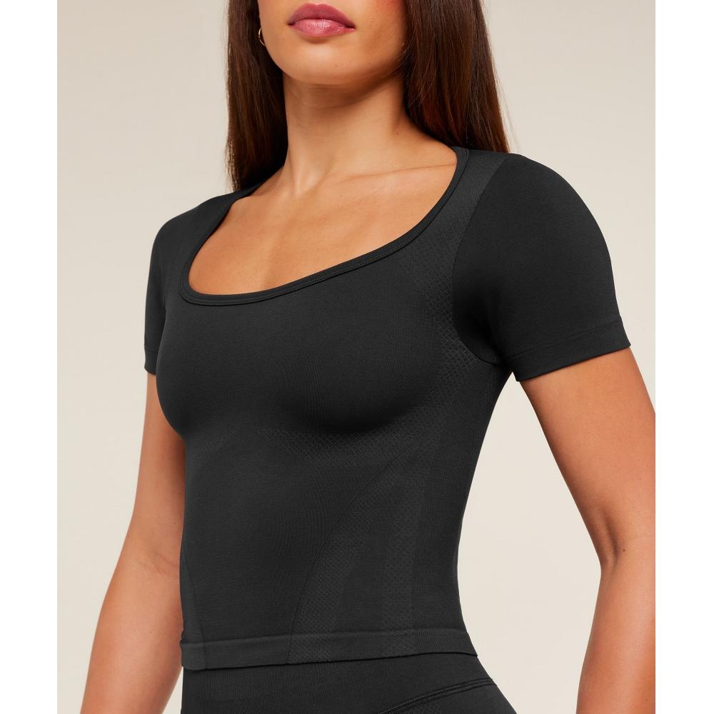 Gymshark Weekend Seamless Short Sleeve Top Gs Black Gs Asphalt Grey B5c9z Bcyl