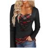 Fashion Women's Long Sleeve Printed Shirts V-Neck Tops Bottoming Shirts