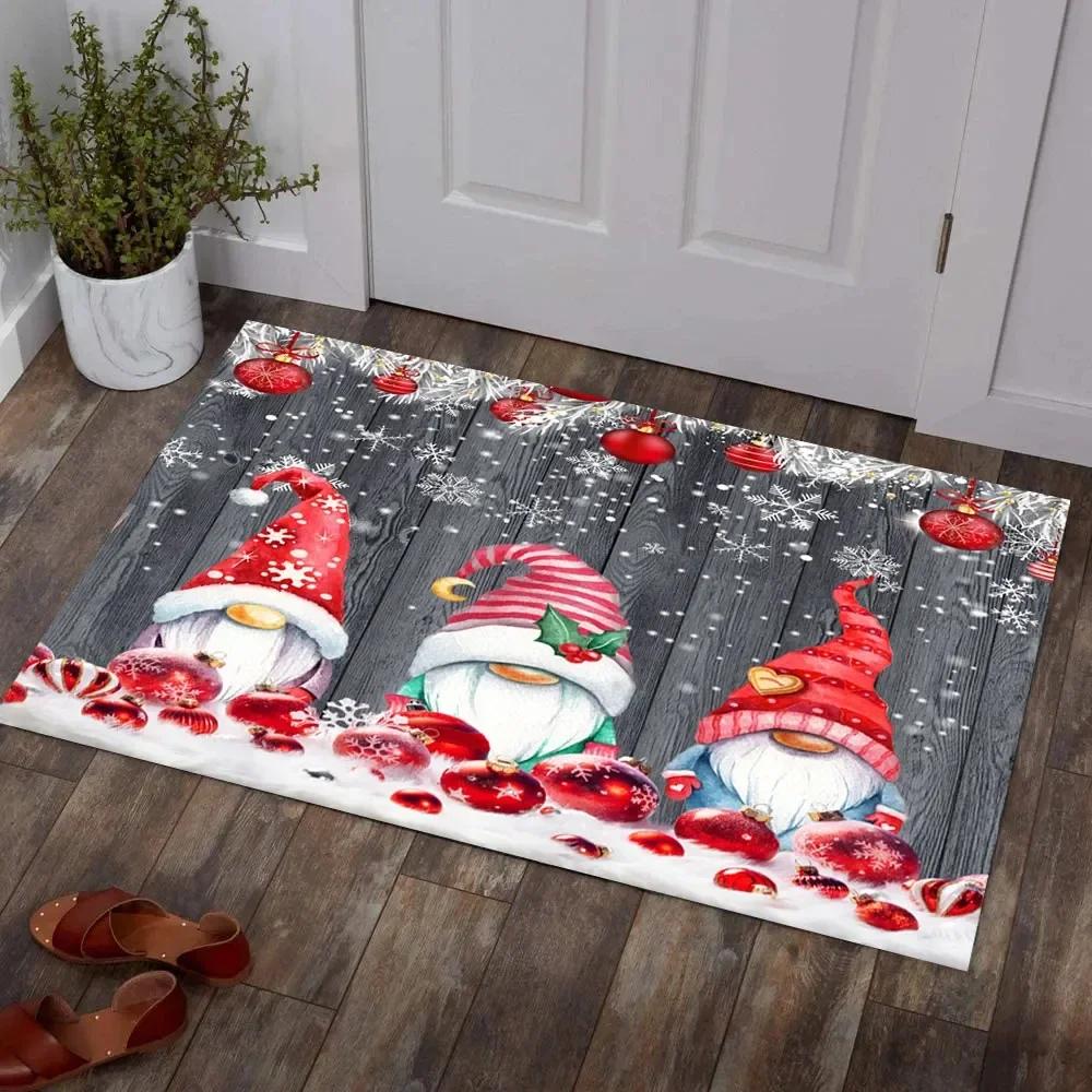 Weihnachtsteppich Bereichsteppiche Rutschfeste Eingangsfußmatte für Wohnzimmer Schlafzimmer Dekor Weiche Badezimmer Küchenbodenmatte Vorleger