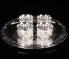 Dragon & Phoenix Sterling Silver Tea & Wine Set: 1 Plate, 1 Pot, 4 Cups in Chinese Gift Box