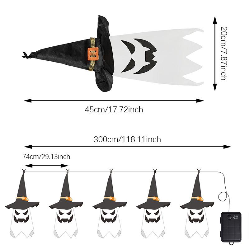 Xiaomi 1-5PCS Halloween Wizard Hat Ghost Hanging Decoration Spooky Room Ambiance for Ghost Festival Party Scary Decor Flash Pendant