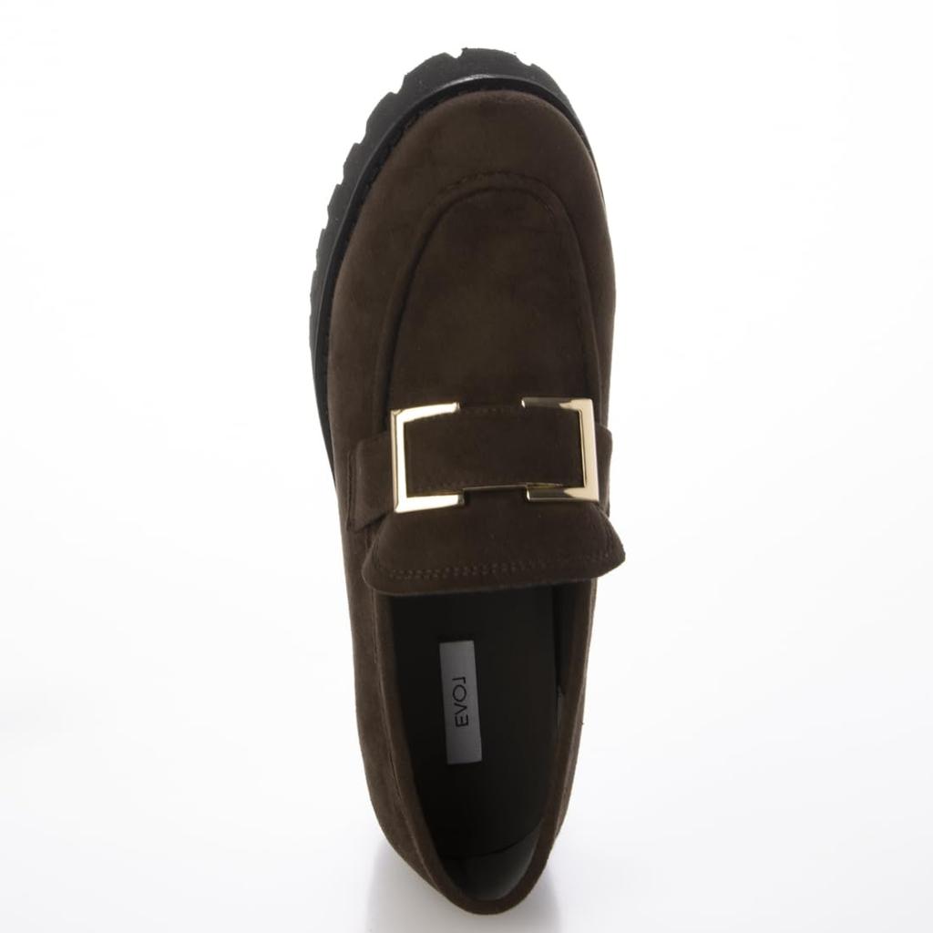 [Evol] Track Sole Buckle Loafers with Heels, Suitable for Rain or Shine (Excluding Some Colors)