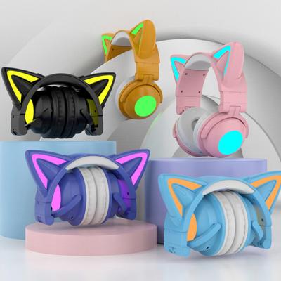 Bluetooth-compatible Headphone Colorful Luminous Cat Ear Shape Stereo Music Wireless Gaming Headset