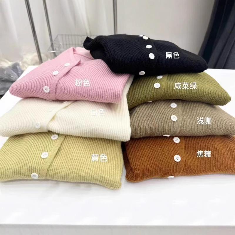 Autumn and winter new irregular single-breasted thin design loose V-neck long-sleeved knitted sweater with sweater women