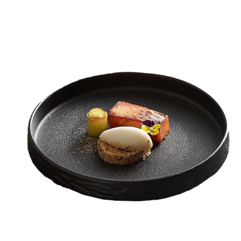 Japanese Style Stone Grain Deep Dinner Plate