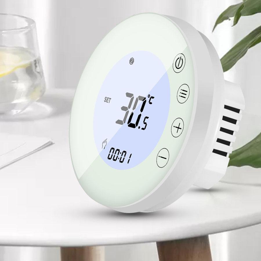 Thermostat with LCD display, touch buttons and electric heating