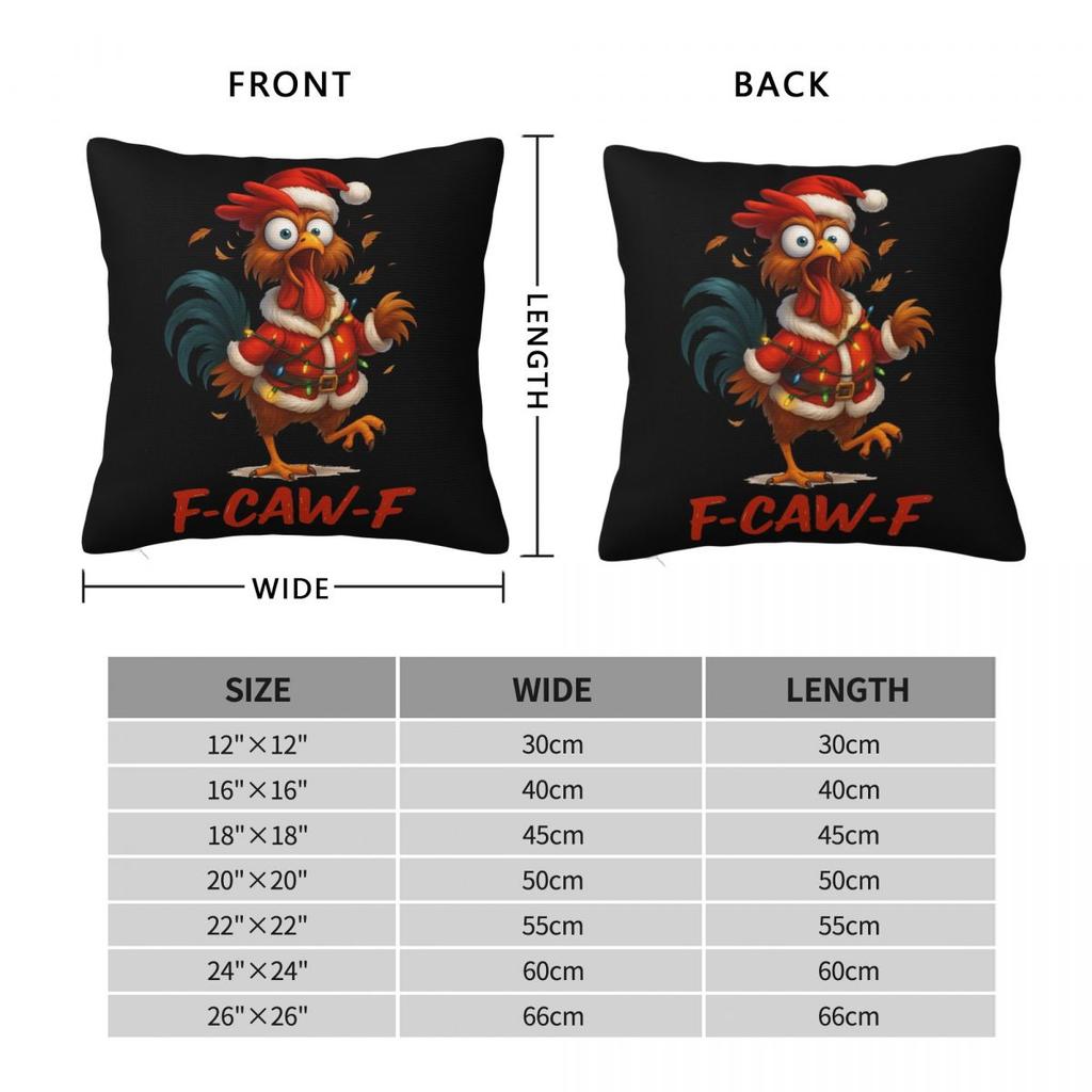 Christmas F-Caw-F Rooster Pillow Case Cushion Cover Soft Printed Pillow Cover Novelty Pillowcases For Sofa Car Home Decor