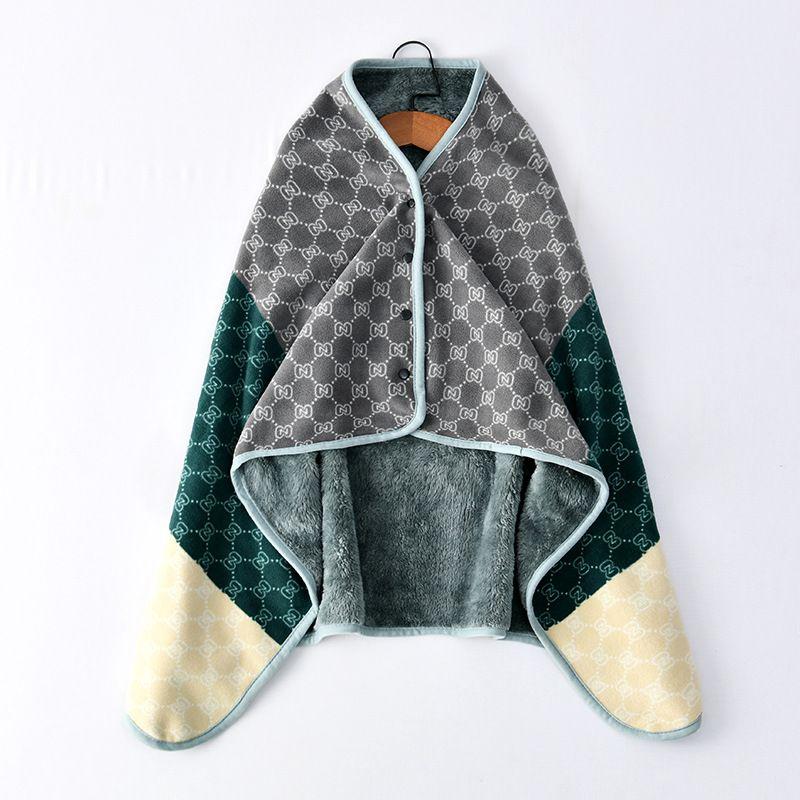 

Foreign Trade Youyi Thickened Warm Blanket Office Nap Yoga Shawl Poncho Blanket Flannel Knee Blanket Green Gucci 80*130