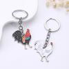 1Pc Metal Creative Oil Painting Chicken Rooster Keychain Bag Pendant For Decoration Car Key Ring Cock Key Holder