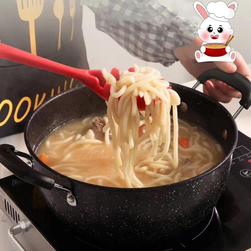 5PCS Food Grade Silicone Pasta Fork, BPA Free Spaghetti Server, Heat Resistant 480°F Hygienic Noodle Spoon for Kitchen Use