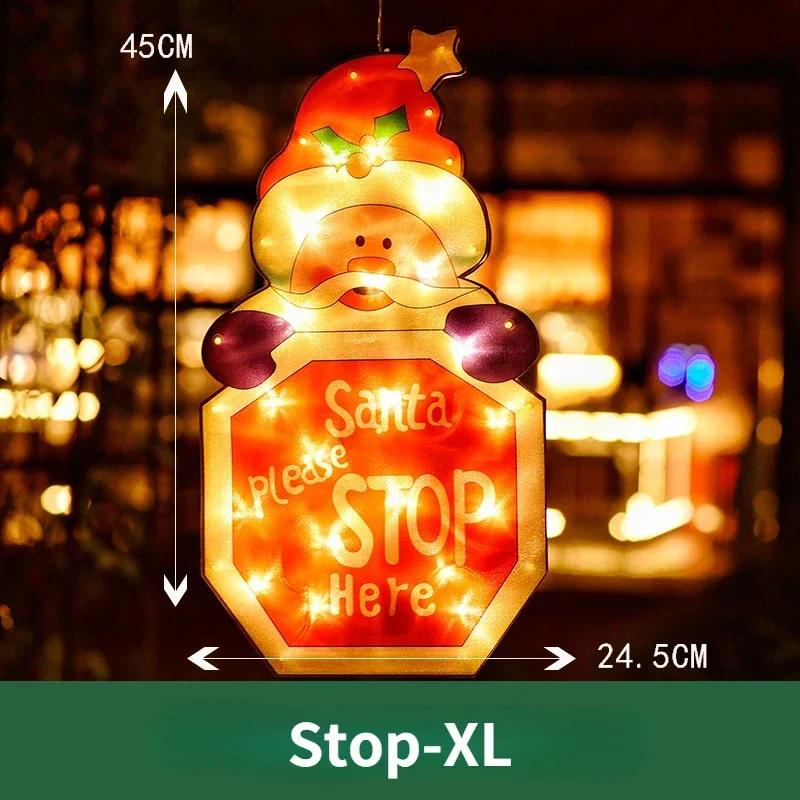 Christmas Santa Claus Snowman Suction Cup Window Hanging Lights Christmas Decoration for Home New Year LED Decorative Lights