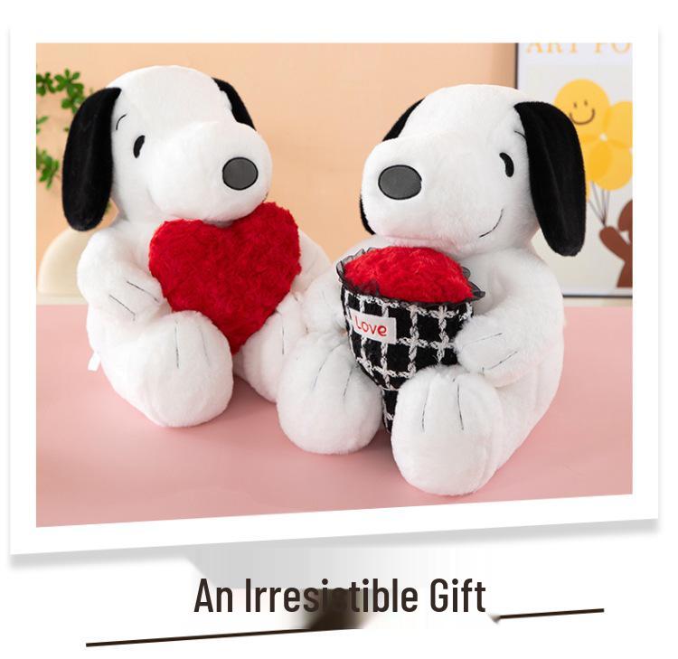 Cuscino Peluche Snoopy Fiore Cuore - Grande Regalo di Compleanno per Bambine