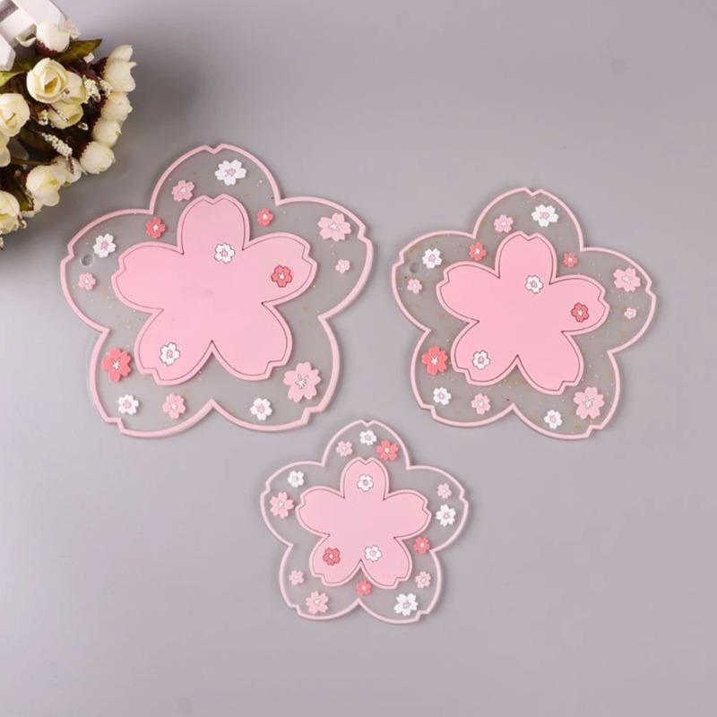Sakura Style Coasters Heat Insulation Mats Tea Cup Mats Milk Cup Coasters Anti Slip Mats Household Heat Resistant Table Mats