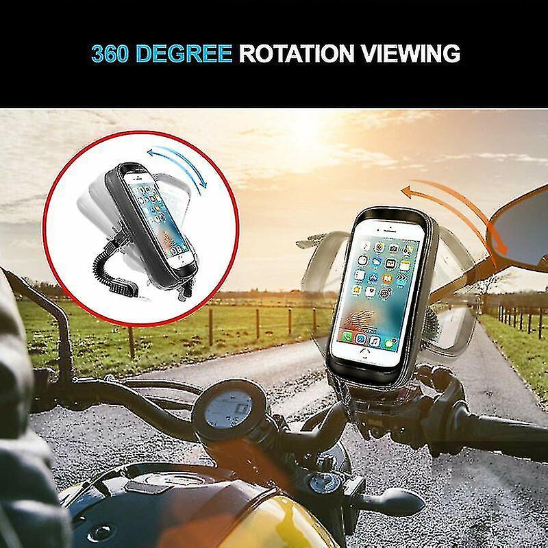 Waterproof Motorcycle Phone Holder 360 Rotation Motorcycle Scooter Smartphone Holder With Rain Cover Phone Holder For Motorcycle Rearview Mirror Up To