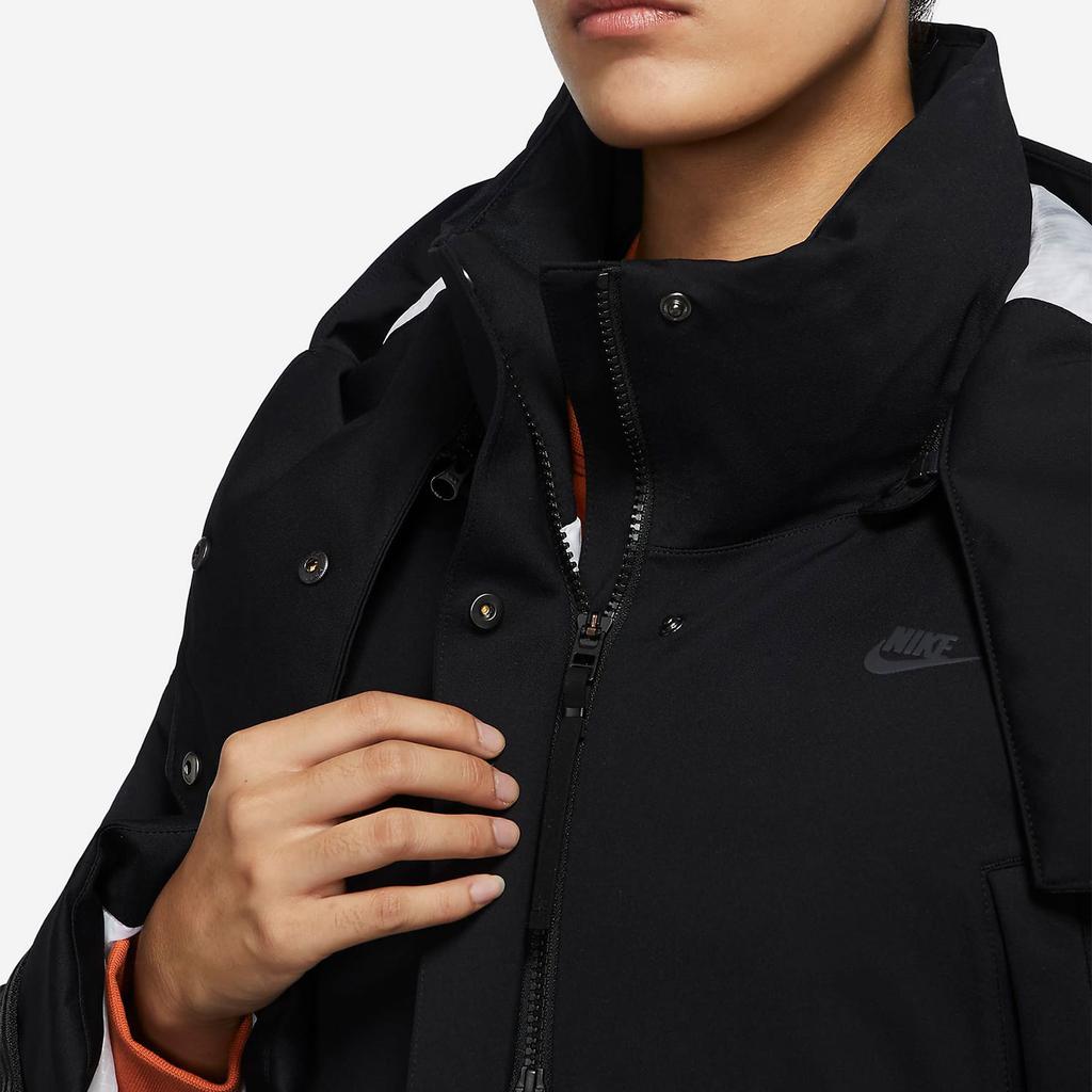 Nike Casual Logo Solid Color Long Hooded Jacket Cotton Coat Winter Women jackets Black DD4659-010