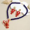 New Bohemia Lobster Pendant Necklace for Women Summer Creative Sea Animal Crystal Beaded Necklace Beach Vacation Jewelry Gift