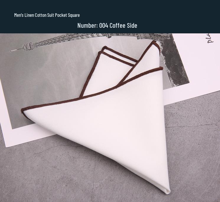 British Men's Formal White Linen-Cotton Pocket Square Handkerchief - Gray Check Design.