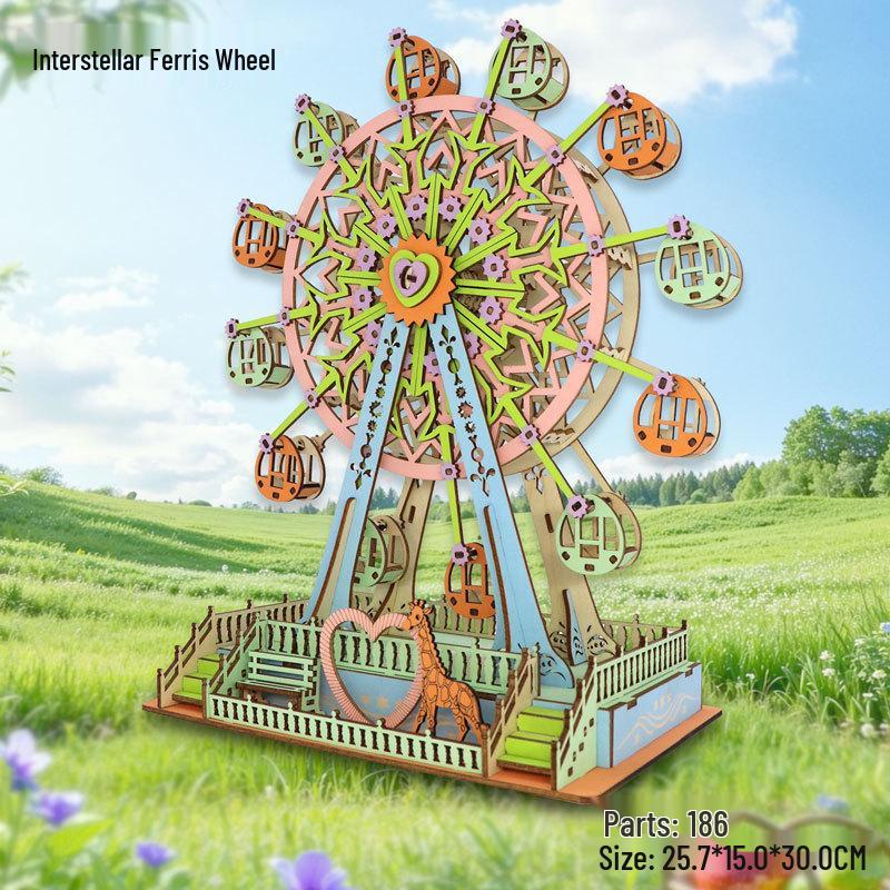3D Wooden Ferris Wheel Puzzle - Educational DIY Gift for Kids