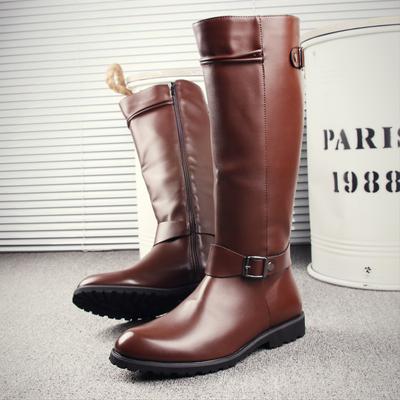 Botas altas hasta la rodilla de cuero negro para hombre británico, zapatos largos con cremallera de diseño para motocicleta, botas de escenario para cosplay antiguas, zapatos casuales cómodos