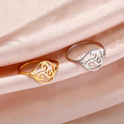 Triskele Ring Stainless Steel Triple Spiral Amulet Vintage Jewelry Gift for Women Birthday Fashion Accessories