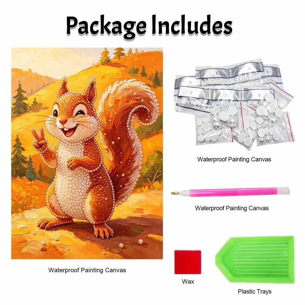Pearl Painting Kit Cute Squirrel Art DIY Home Decoration Painting