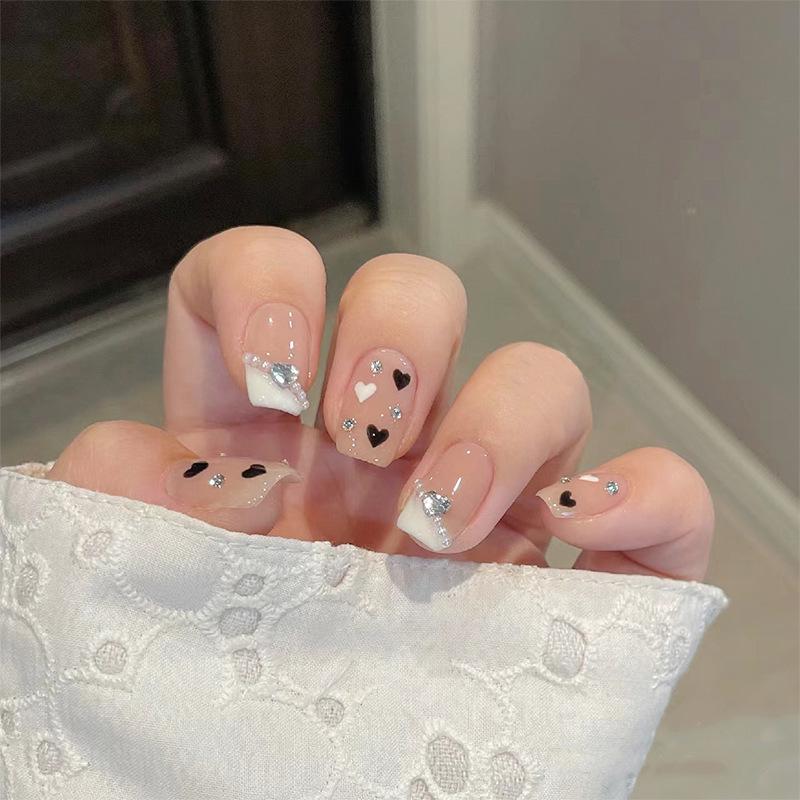 Milky White Heart French Manicure Press-On Gel Nails