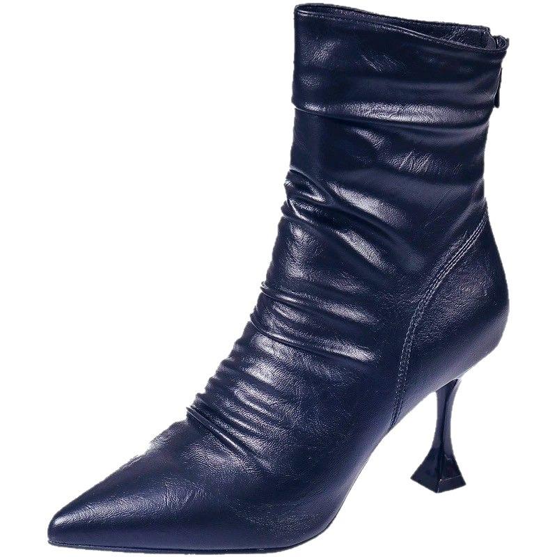 British Style Pointed Toe Stiletto Heel Ankle Boots Women's Autumn and Winter All-Matching Skinny Boots High Heel Fashion Boots