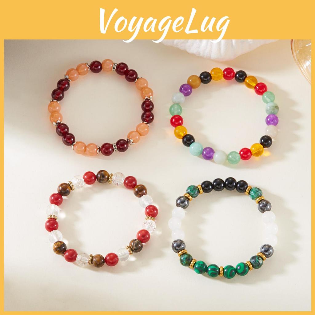 Geometric Stone Womens Bracelet Handmade Elastic Cord Minimalist Jewelry For Casual Wear