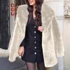 Women's Fashionable Warm Long Sleeve  Solid Color Furry Collar Coat