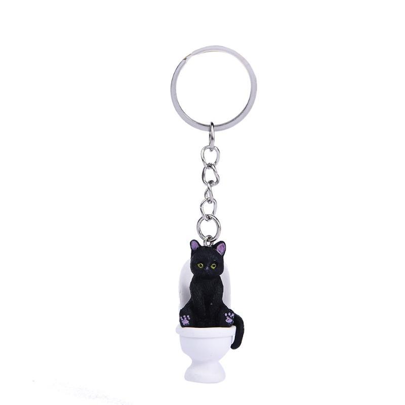 Funny Pvc Cat Keychain Toilet Shape Design Color Options For Cat Lovers Bag Car Key Decor