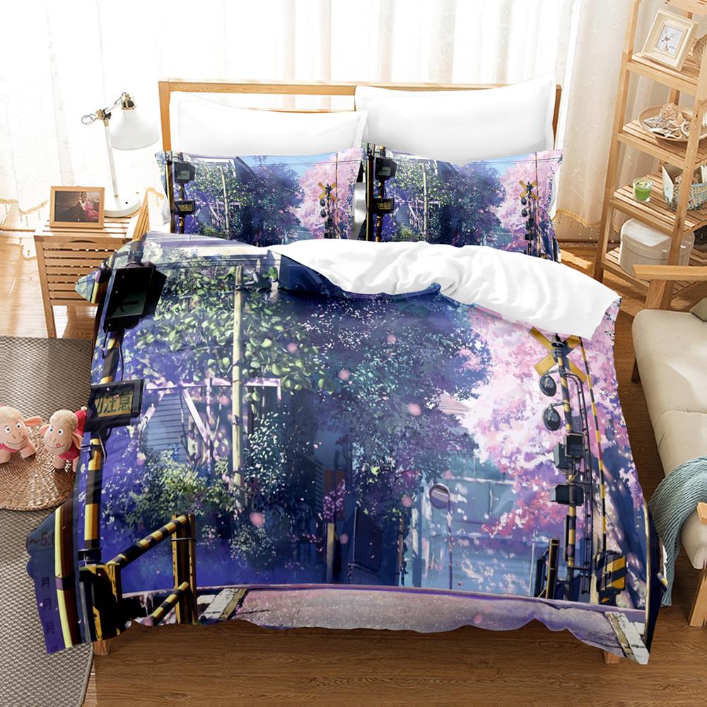 Japan 3D Anime 5 Centimeters Per Second Bedding Sets Duvet Cover Set With Pillowcase Twin Full Queen King Bedclothes Bed Linen