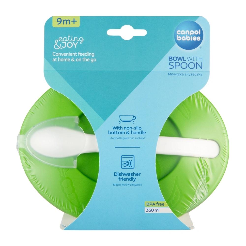 Canpol Babies Bowl With Lid And Spoon, Green Cow, 1 Pc