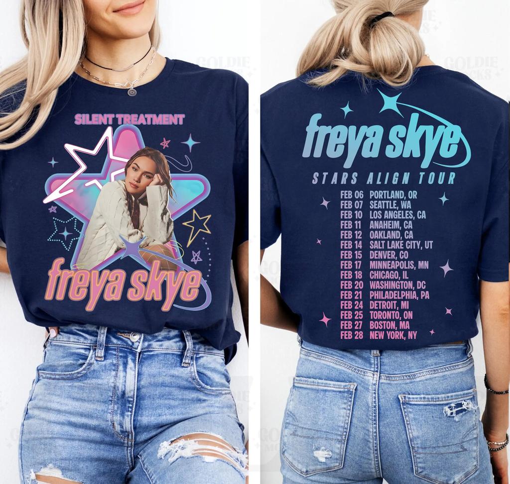 Retro Freya Skye Silent Treatment Shirt Stars Align Tour 2026 Festival Tee Disney Channel Zombies 4 Nova Bright