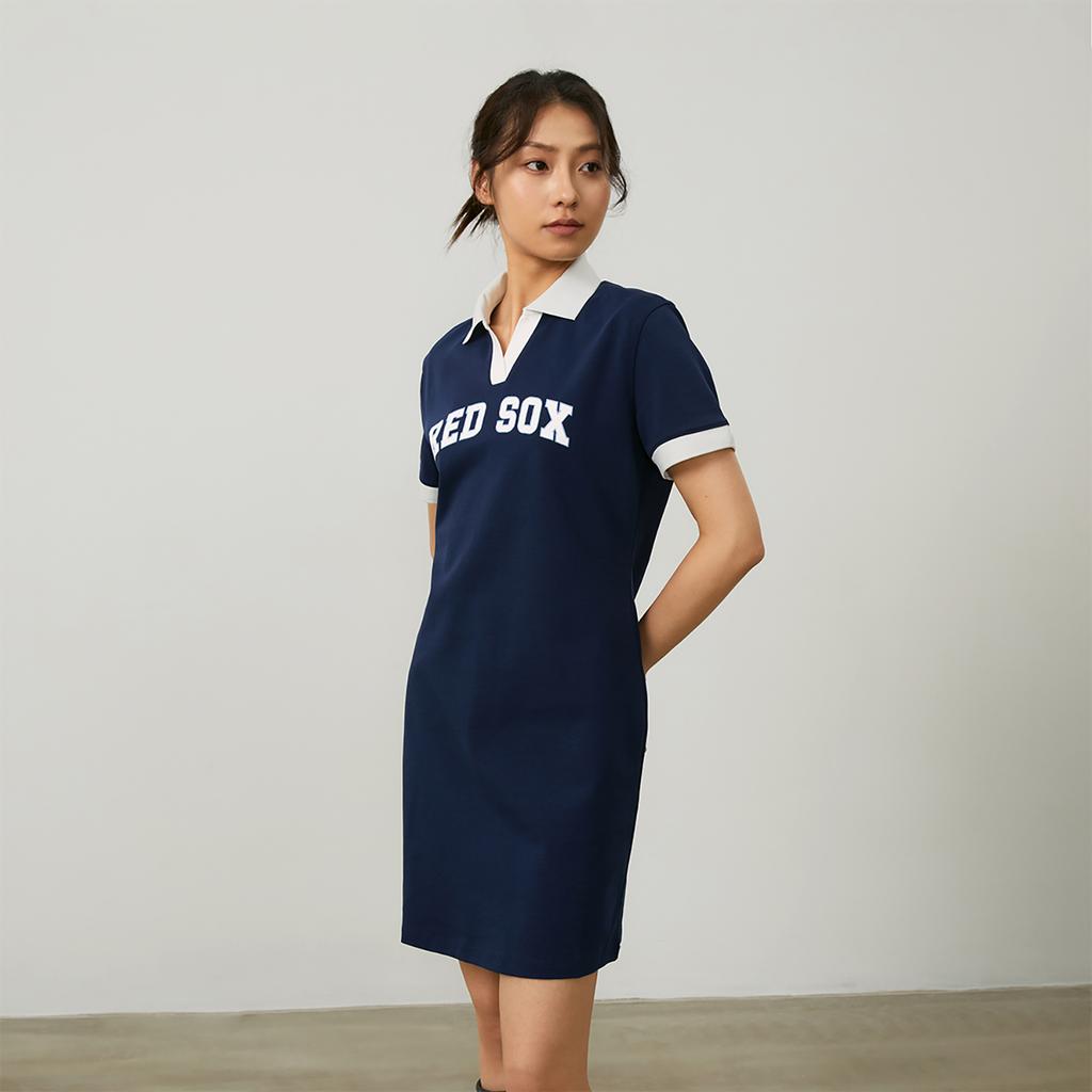New MLB Short Sleeved Dresses Women's Marine Blue 3FOPV0143-43NYS