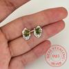 925 Silver Jewelry Green Zircon Crystal Stud Earrings for Women Wedding Party Jewelry For Girls Friend Gift