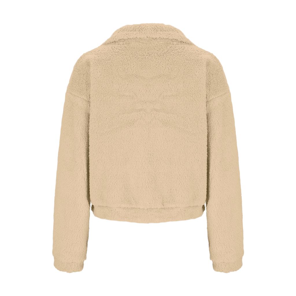 Women's Casual Short-Length Zipper Fleece-Lined Long-Sleeve Jacket