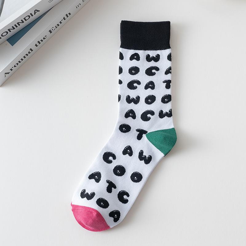 

Женские весенне-осенние гольфы в полоску зебры с буквенным принтом и радужной полоской, легкая роскошь, в студенческом стиле 1 pair