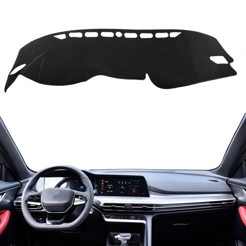 

For Changan CS35 Plus 2024 Car Dashboard Cover Dashmat Mat Pad Anti-UV Dash Sunshade Carpet Protector Accessories Black(Red Edge)