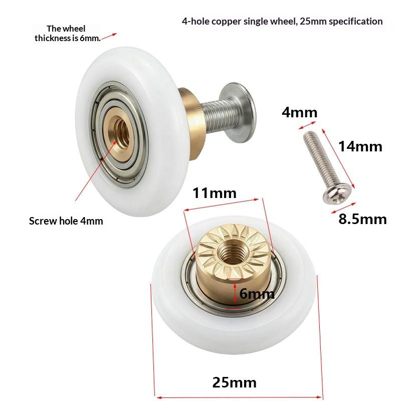 4 Pcs/lot Shower Door Rollers Runners Wheels-Replacement Part Bathroom Glass Door Sliding Shower Door Roller Dia 20/23/25/27mm