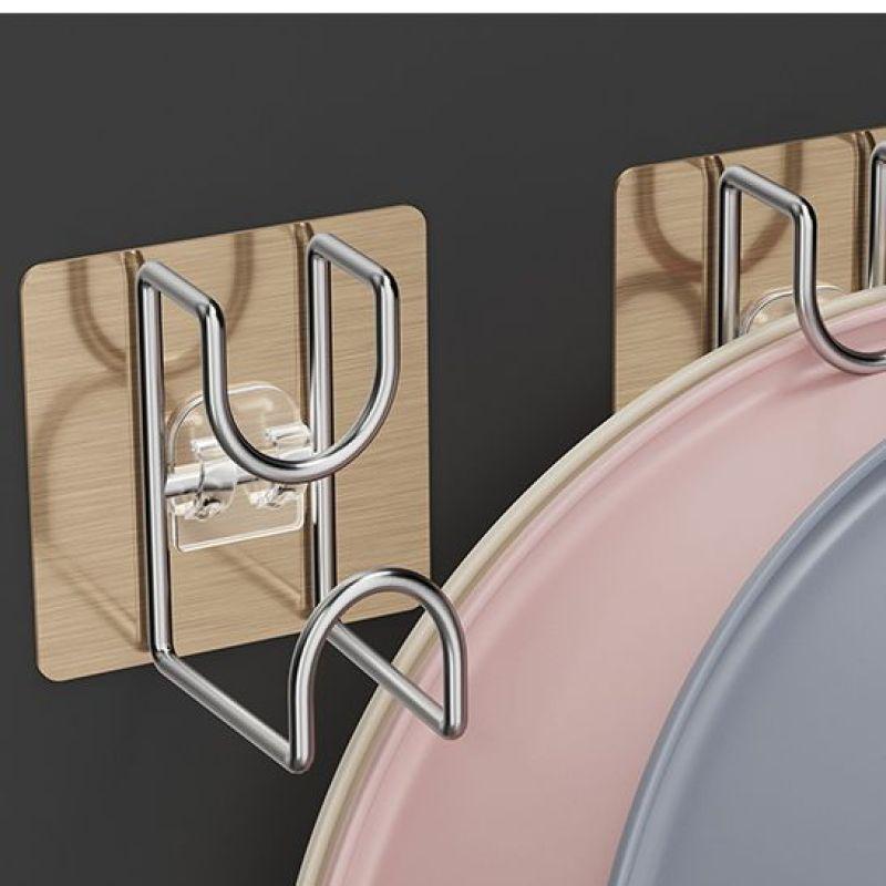 Бесшумный настенный стеллаж для ванной и кухни с крючками Transparent Hook Single 743₽