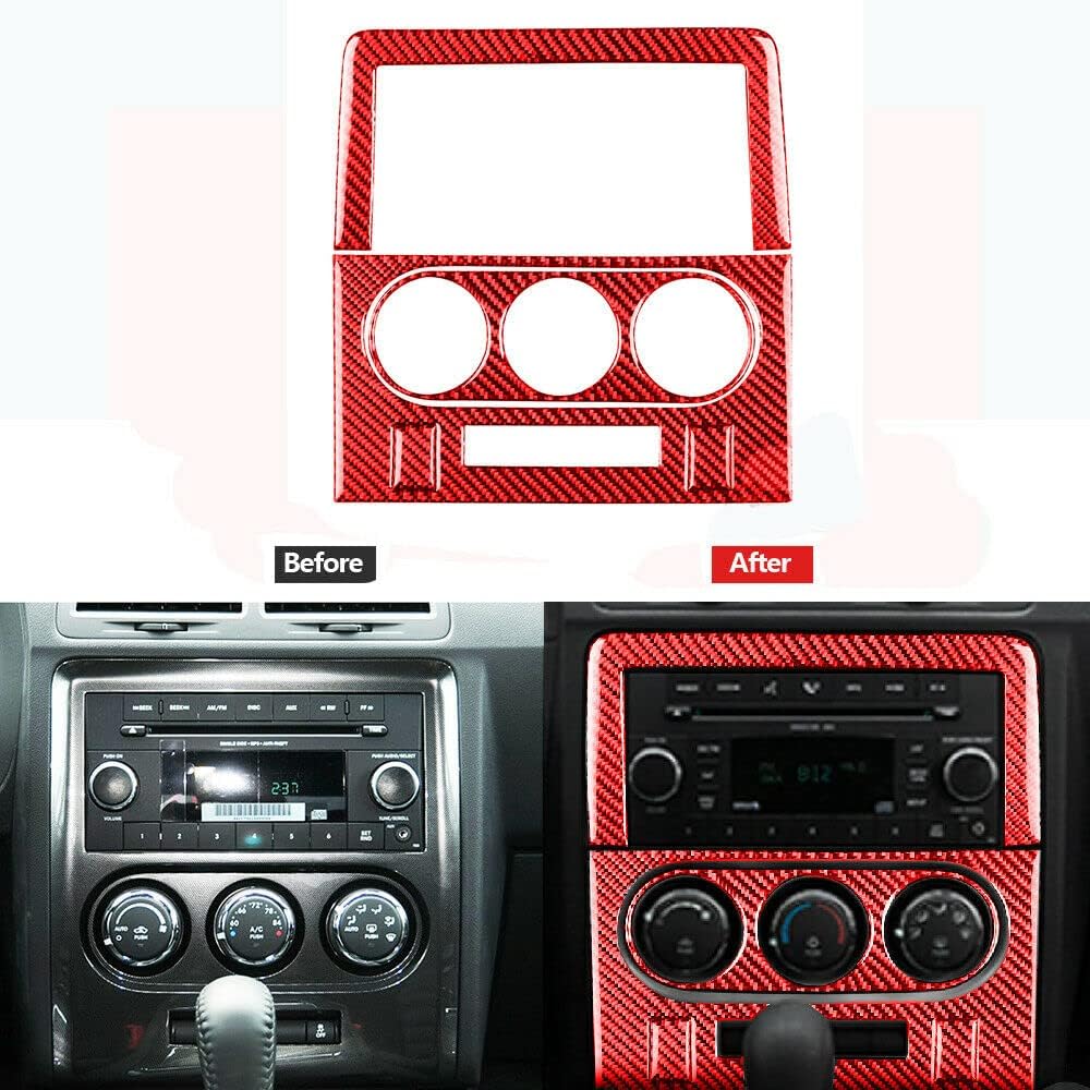 Auto Rot Kohlefaser Mittelkonsole Navigationspanel Zierabdeckung für Dodge Challenger 2008-2014
