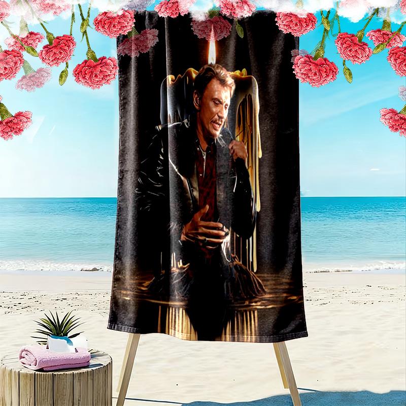 Rhythm: Johnny's Electric Night Beach Towel Beach Beach Towel for Vacation Photos Absorbent Bath Towel Quick-drying Swim Towel Seaside