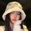 Women's Autumn and Winter New White Star Hat Thickened Ear Protector Winter Fluffy Widened Fluffy Cute Bucket Hat