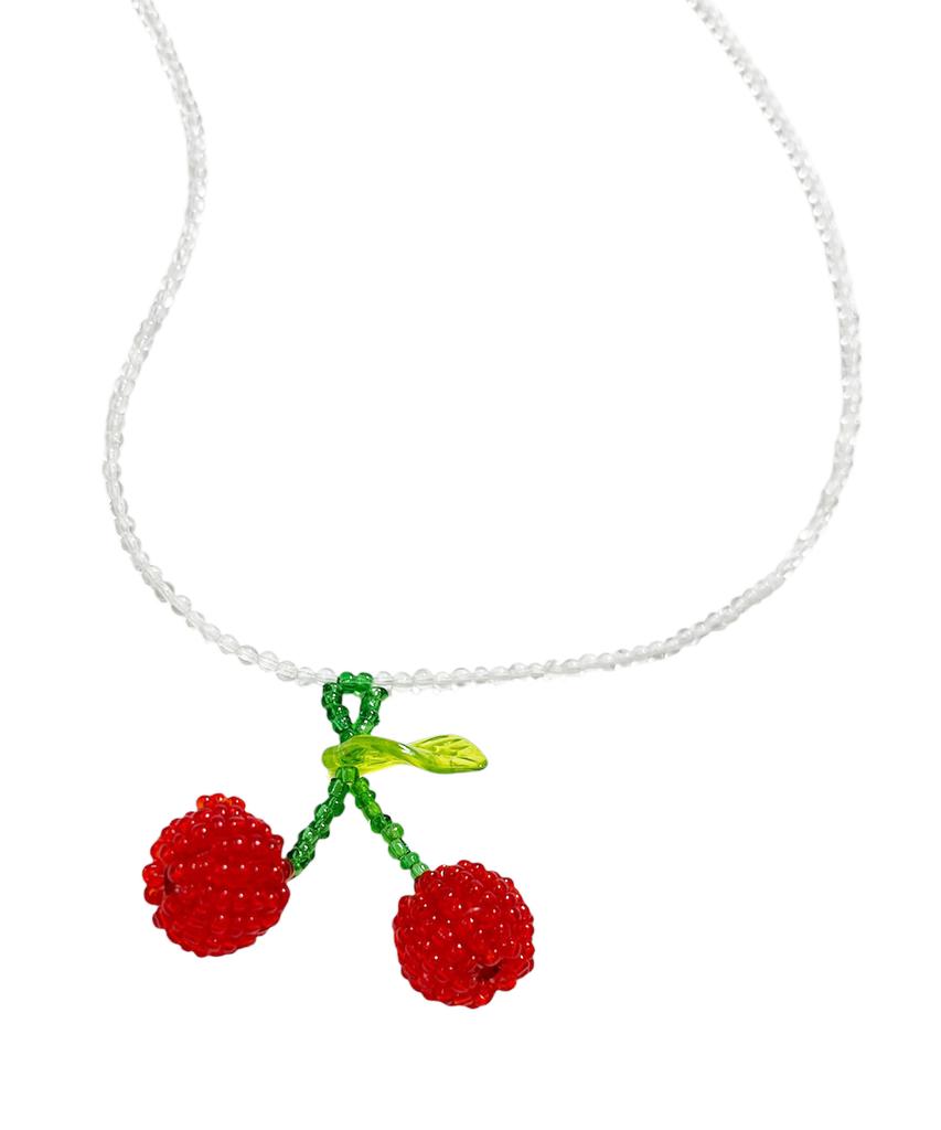 Sk8Er Rock Cherry Brystal Beads Necklace