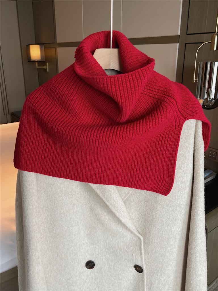 Scarf women's winter new fashion outer pullover scarf women's solid color Korean versatile neck cover wool knitted shawl