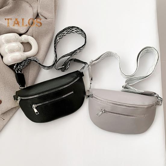 Unisex Crossbody Bauchtasche aus Kunstleder mit mehreren Reißverschlusstaschen Hüfttasche mit verstellbarem Gurt für Reisen Arbeit Sport