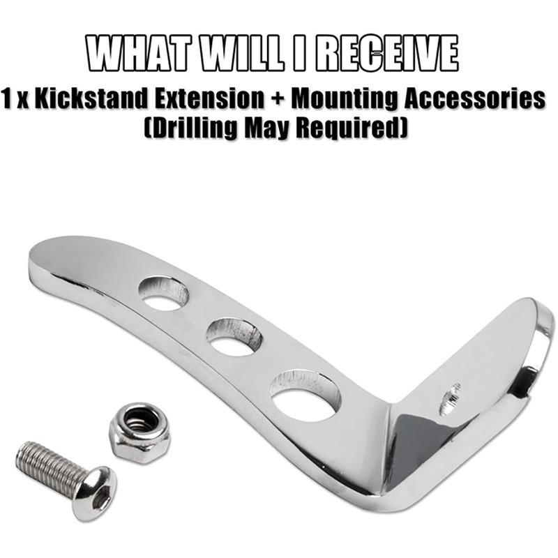 1 Pair Aluminum Motorcycle Kickstand Extension Kit Fit for Harley Touring Models 1991-2021