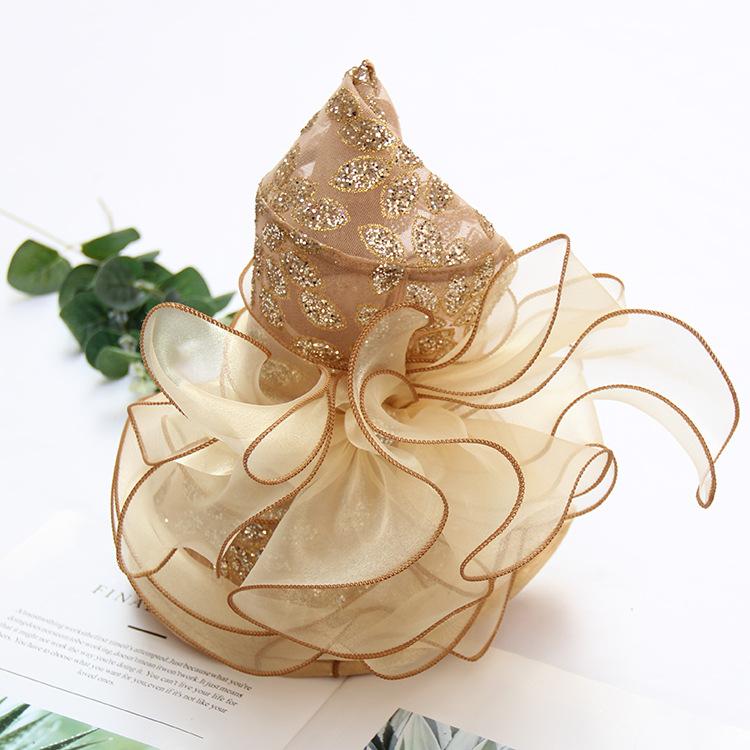 Big Eaves Organza Cool Hat Hot Diamond Flower Sun Hat Women'S Summer Seaside Sun Hat Chiffon Mesh Hat